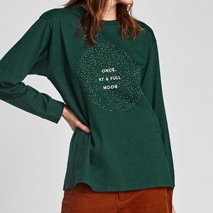 ⭐️⭐️SALE!! Zara T-Shirt w/ Shimmery Slogan
